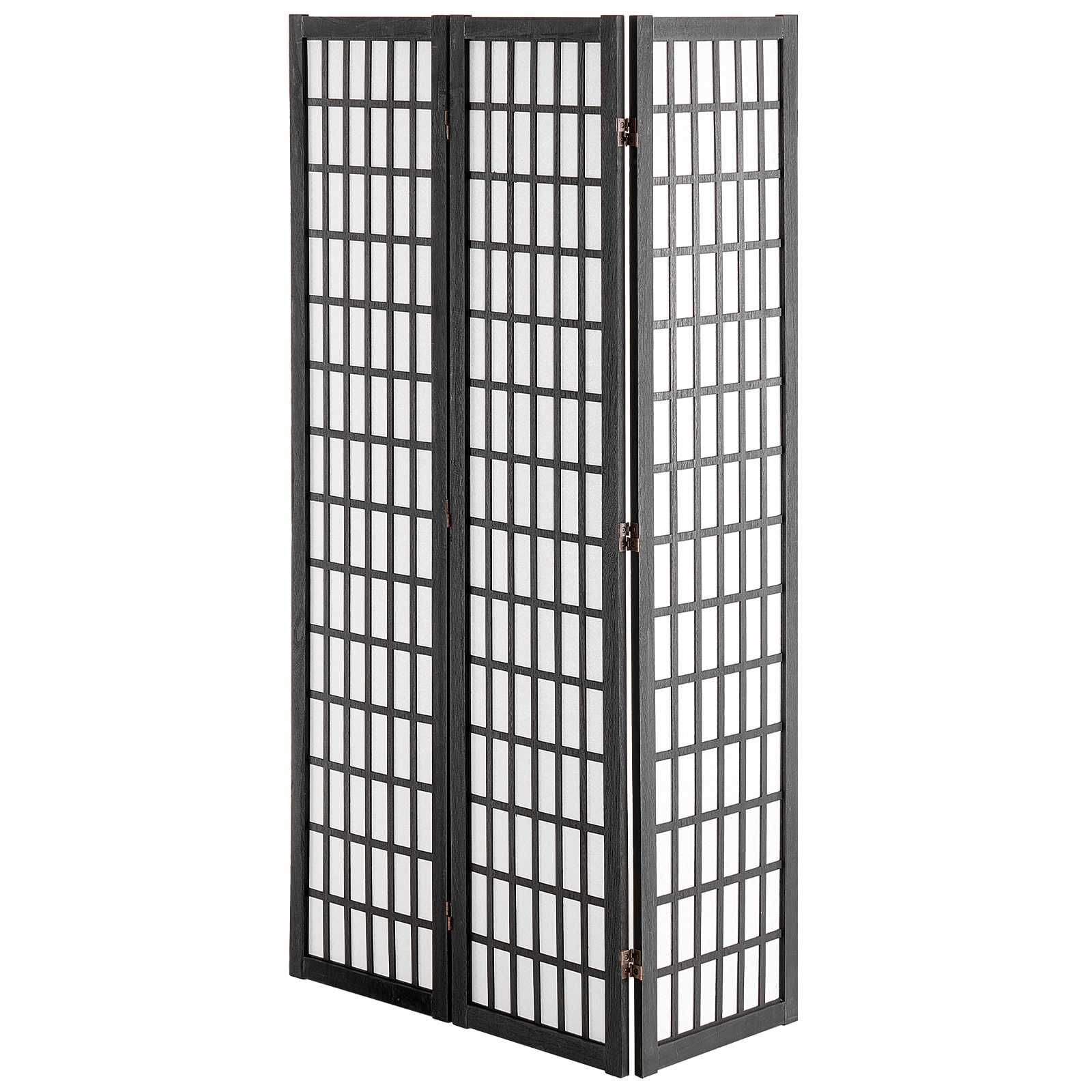 Japanese 3 Panel Wooden Room Divider Folding Privacy Screen_voghion.com